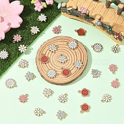 30pcs 6 styles de pendentifs en émail en alliage&nbsp;ENAM-YW0009-11