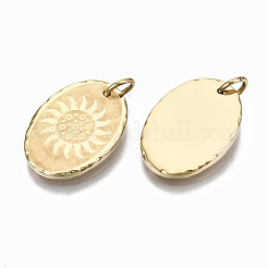304ステンレスペンダント  丸カン付き  太陽とオーバル  14KGP本金メッキ  17.5x12.5x2mm  丸カン：5x0.8ミリ  3.4mm内径&nbsp;STAS-S116-037G