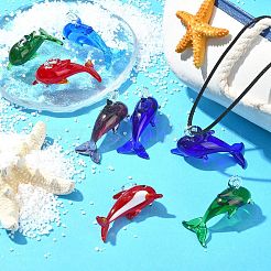 10 шт. 5-х цветные подвески ручной работы из серебряной фольги в технике лэмпворк LAMP-CJ0002-53