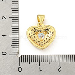 Подвески в форме сердца с латунным микропаве и кубическим цирконием&nbsp;KK-Z053-17G-01