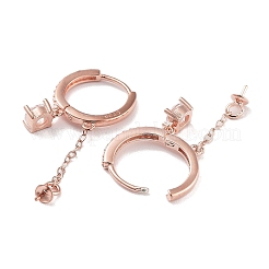 925 стерлинговое серебро с фурнитурой для сережек-кольцев из кубического циркония EJEW-B038-14RG