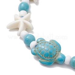 Bracelets tressés en perles synthétiques de turquoise et de magnésite teintées pour femmes&nbsp;BJEW-JB11532-02