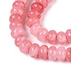 ガラスビーズ連売り  模造桜石英ガラス  ロンデル  染め  ライトコーラル  8~8.5x4.5~5mm  穴：1~1.2mm  約155~159個/連  30.12~31.30インチ（76.5~79.5cm）&nbsp;X-GLAA-N059-5x8mm-39
