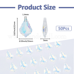 50шт. граненые стеклянные подвески в форме листа&nbsp;FIND-FH0010-34A