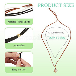 3 collana con ciondolo in finta pelle scamosciata e macramè&nbsp;NJEW-TAC0052-01