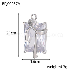 Прямоугольные подвески из нержавеющей стали 304 с прозрачным кубическим цирконием&nbsp;STAS-OY004-25P