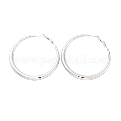304ステンレススチールフープピアス  ステンレス鋼色  51x5mm&nbsp;EJEW-Z093-01P-01