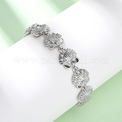 Латунные браслеты с микропаве из прозрачных кубических цирконий для женщин BJEW-H209-09A-P