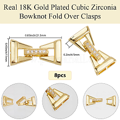 8 шт. латунные застежки с микропаве из кубического циркония&nbsp;KK-BBC0018-74
