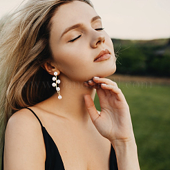 1 пара сережек-гвоздиков из АБС-пластика с имитацией жемчуга и бусинами в виде веток листьев EJEW-AN0001-51