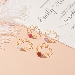 Anelli di perline di pietra mista naturale per donna uomo&nbsp;RJEW-JR00437