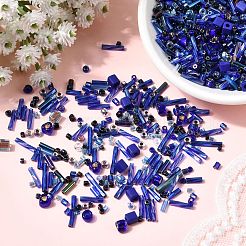 ミユキシードビーズミックス  日本製シードビーズ  混合形状  ブルー  1~9x1.5~2mm  穴：0.5~1mm&nbsp;Y-SEED-Z005-01G