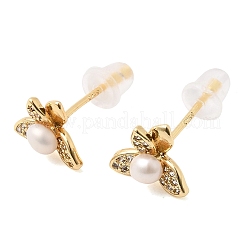 Pendientes de tuerca de circonio cúbico con micro pave de latón&nbsp;AJEW-H158-03G