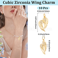 10pcs pendentifs en laiton micro pavé de zircone cubique&nbsp;ZIRC-BBC0003-79G
