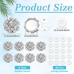 8 шт. запонки из латуни со стразами&nbsp;KK-ME0003-84S