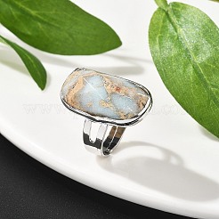 Кольца из натуральной аква-терра-яшмы RJEW-A068-04P