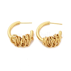 Серьги-гвоздики из латуни в форме буквы С с узлом EJEW-R025-28G