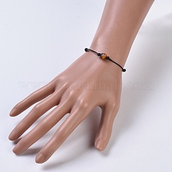 環境に優しいワックスポリエステルコードブレスレット  天然宝石と  2インチ〜3-1/2インチ（5.2~9cm）&nbsp;BJEW-JB04354-M