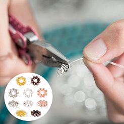 5色合金デイジースペーサービーズ500個  花  ジュエリー製造用品の金属パーツ  ミックスカラー  5x1.5mm  穴：1.8mm  100個/カラー&nbsp;TIBEB-GO0001-05