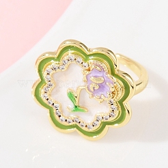 Регулируемые манжеты-кольца из латуни с микропаве из кубического циркония для женщин RJEW-C139-10G