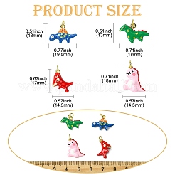 4 шт. 4 подвески в виде динозавра с покрытием из латуни и эмали&nbsp;KK-CJ0003-32