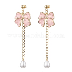 Серьги-гвоздики с подвесками и бантом из сплава эмали EJEW-JE06645-03