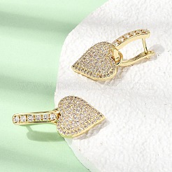 Boucles d'oreilles créoles pendantes en laiton serties de micro-pavés de zirconiums cubiques&nbsp;EJEW-G471-15G