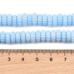 手作りのミルフィオーリ ランプワーク ビーズ  ロンデル  ライトスカイブルー  5~8x3~3.5mm  穴：1mm  約148個/連  15.71''（39.9センチメートル）&nbsp;LAMP-D009-01A-02