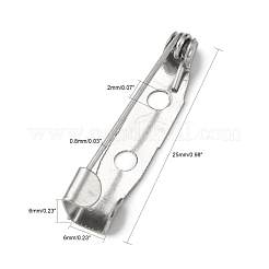 鉄のブローチ2ホールで安全キャッチバーピンをバックピン  プラチナ  25x6x6mm  穴：2mm  ピン：0.8mm&nbsp;X-IFIN-N3292-02