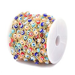 Цепочка из нержавеющей стали 304 и стеклянных бусин от сглаза CHS-D034-01G