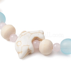3 bracelet extensible en perles de turquoise synthétique&nbsp;BJEW-JB11128