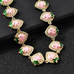 Латунь микро проложить кубического циркония браслеты ссылку BJEW-K278-02G-01