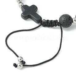 3 braccialetto con perline intrecciate rotonde e incrociate con pietre preziose in stile 3 pezzi&nbsp;BJEW-TA00321