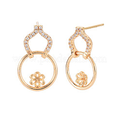 Латунные микро-паве прозрачные серьги-гвоздики из циркония KK-S364-064