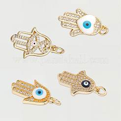 8pcs 4 styles pendentifs en laiton micro pavé de zircone cubique&nbsp;KK-BBC0019-79