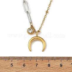 ツートンカラーの304ステンレススチール製三日月ペンダントとミックスチェーンネックレス（女性用）  ゴールデン·ステンレス鋼色  15.51インチ（39.4cm）&nbsp;NJEW-JN06596