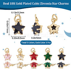 15 шт. 5-цветные экологичные латунные подвески с микропаве из кубического циркония KK-BBC0005-65