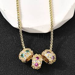 Латунный микропаве разноцветный кубический цирконий 3 рондель подвеска коробка цепочка ожерелья NJEW-K287-03G