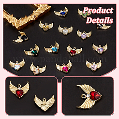 30шт 15 цвета подвески из сплава со стразами FIND-GA0003-29