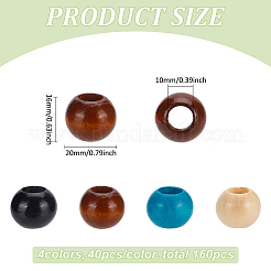 4 цвет деревянные бусины с большими отверстиями WOOD-FG0001-52
