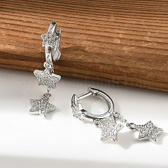 Серьги-кольца Huggie из латуни с прозрачным фианитом и прозрачным фианитом&nbsp;EJEW-K083-43P