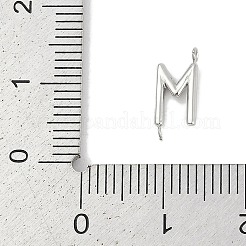 304ステンレススチールレターコネクタチャーム  ステンレス鋼色  文字m  12x5.5x2mm  穴：1.2mm&nbsp;STAS-M108-01P-13