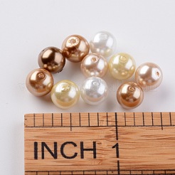 ガラスパールビーズセット  キャラメルミックス  環境に優しい  ラウンド  染め  ミックスカラー  8mm  穴：0.7~1.1mm  約200個/箱。&nbsp;HY-JP0001-03-B