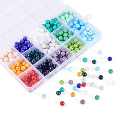 375шт 15 цвета непрозрачные однотонные стеклянные бусины&nbsp;GLAA-TA0003-26