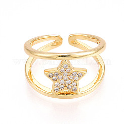 Латунные кольца-манжеты с микропаве и прозрачным цирконием для женщин KK-T074-21G