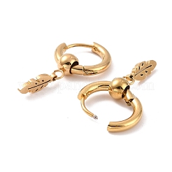 6 пара серег-колец с перьями из нержавеющей стали 201 с вакуумным покрытием PVD и булавкой из нержавеющей стали 304 для женщин EJEW-F280-02G