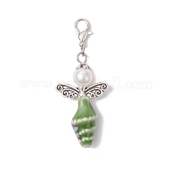 Подвеска в виде ангела из стеклянных жемчужин и керамики в виде раковины&nbsp;HJEW-JM03396