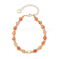 Природные сердолик браслеты из бисера BJEW-JB12752-01