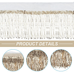 10 ярд ленты с кисточками из полиэстера с блестками и бисером&nbsp;OCOR-WH0003-041B