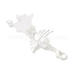 Подвеска в виде ангела из матового акрила и стеклянного жемчуга HJEW-JM03482-01